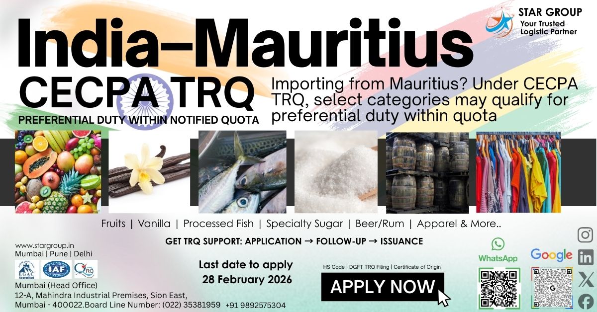 India–Mauritius CECPA TRQ for Indian Importers: Products, Quota, HS Codes & DGFT Process