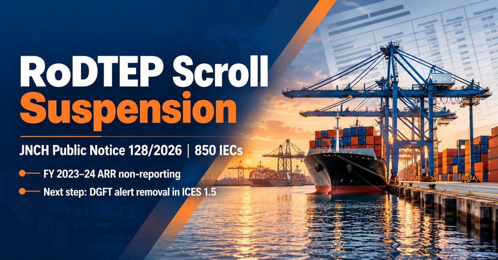 RoDTEP Scroll Suspension for 850 IECs: JNCH Public Notice 128/2026
